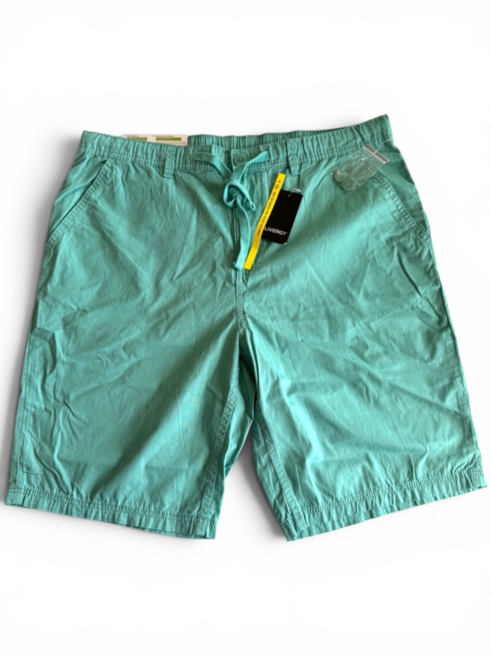 LIVERGY Mint Green 100% Cotton Drawstring Shorts Size 38 NWT